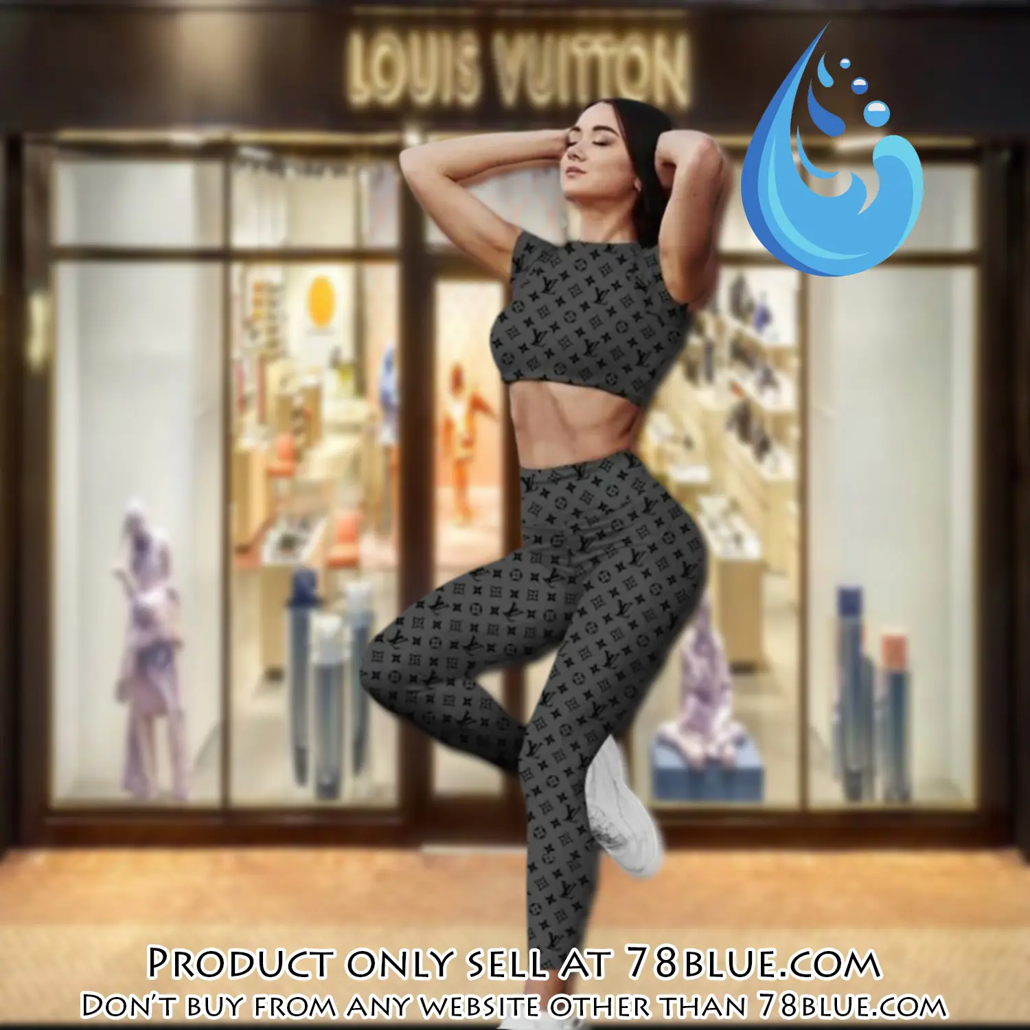 Louis vuitton sportwear combo luxury crop top tshirt and legging for women ctl1002 78b1441995